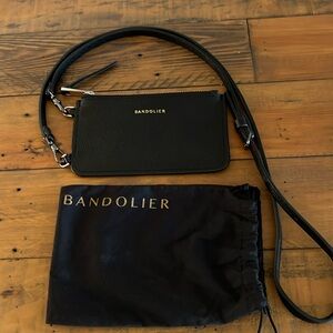 Bandolier pebbled black zippered pouch. Brand new 7x4 1/2 w/black pebbled strap